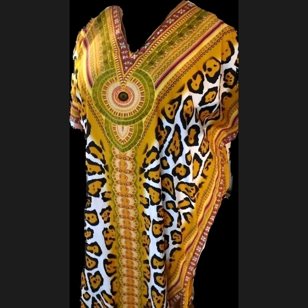 Winlar Celestial Tribal Hand Painted Maxi Kaftan OSFM